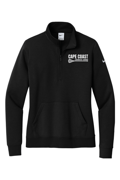 Cape Coast Lacrosse Embroidered Nike Ladies Club Fleece Sleeve Swoosh 1/2-Zip Signature Lacrosse