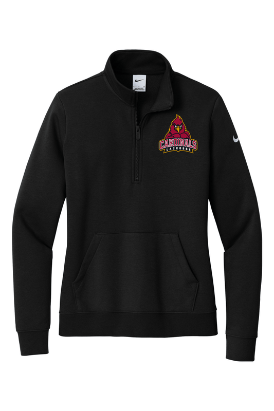 Cardinals Lacrosse Embroidered Nike Ladies Club Fleece Sleeve Swoosh 1/2-Zip Signature Lacrosse