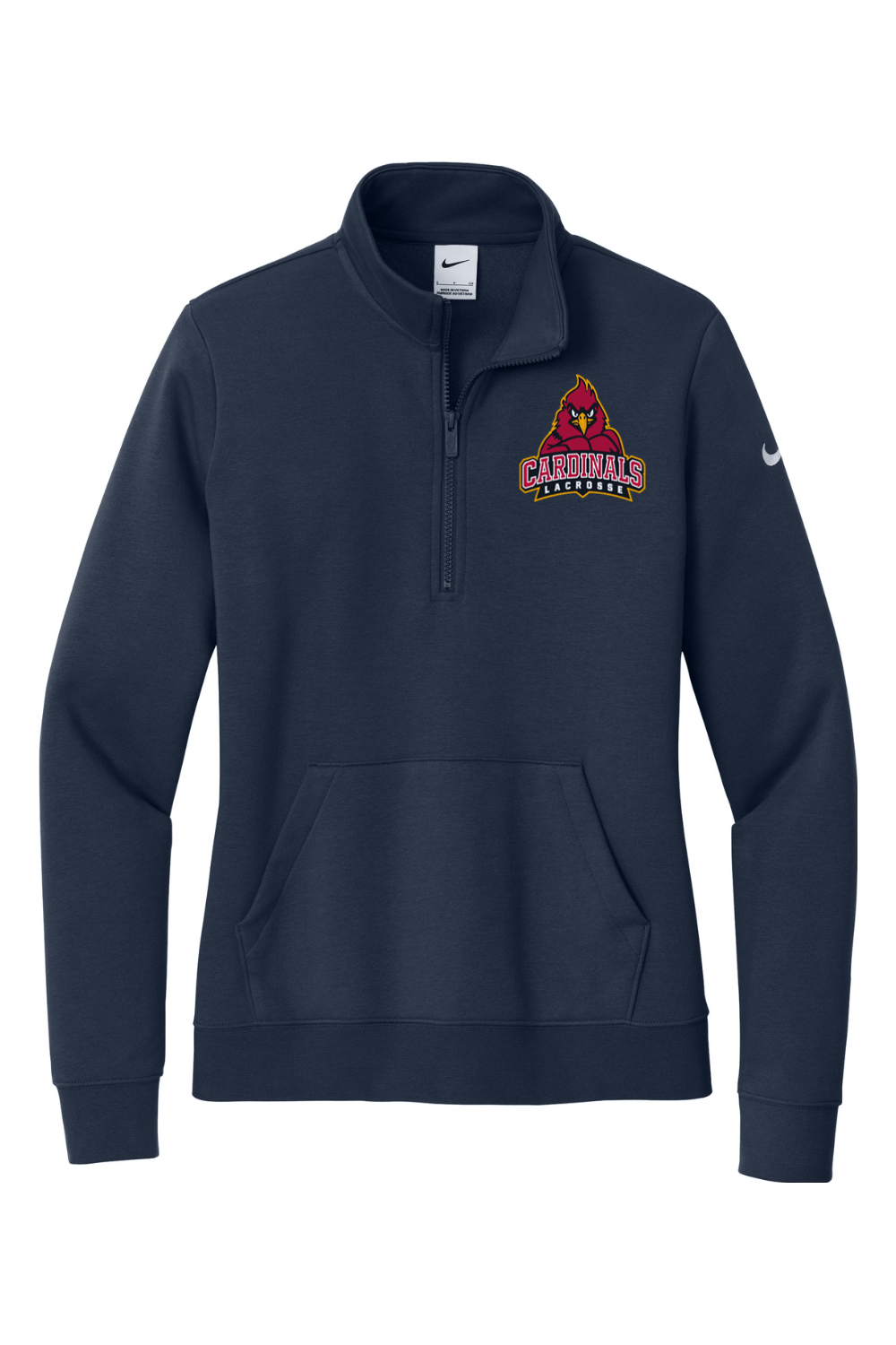 Cardinals Lacrosse Embroidered Nike Ladies Club Fleece Sleeve Swoosh 1/2-Zip Signature Lacrosse