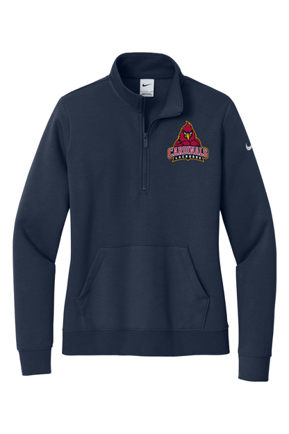 Cardinals Lacrosse Embroidered Nike Ladies Club Fleece Sleeve Swoosh 1/2-Zip Signature Lacrosse