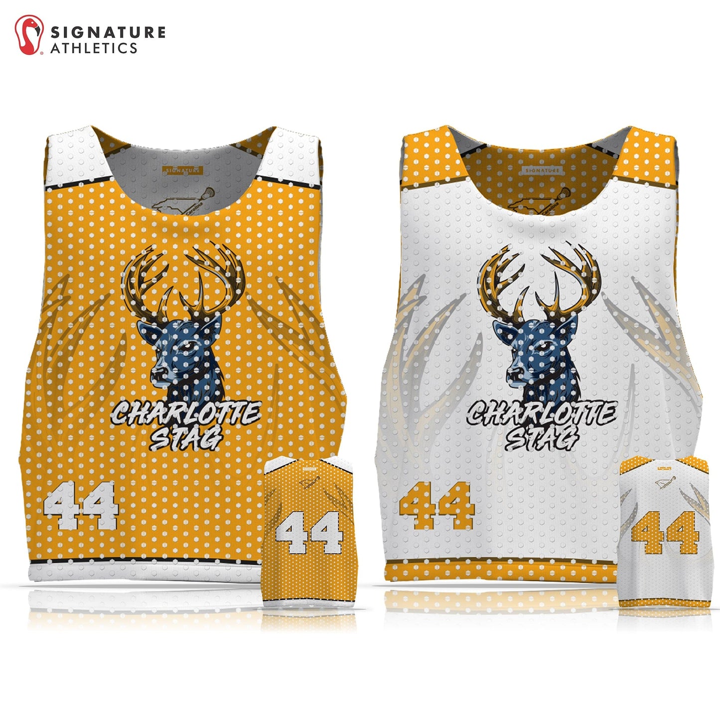 Charlotte Stag Men's Reversible Practice Pinnie: U18 Charlotte Stag Bucks Signature Lacrosse