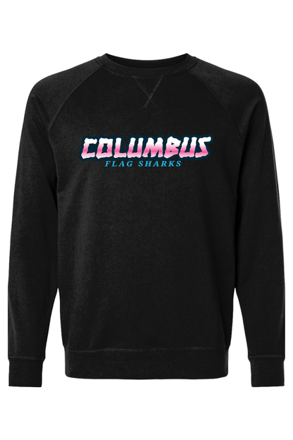 Columbus Flag Sharks Adult Heavyweight Raglan Long Sleeve Signature Lacrosse