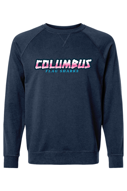 Columbus Flag Sharks Adult Heavyweight Raglan Long Sleeve Signature Lacrosse