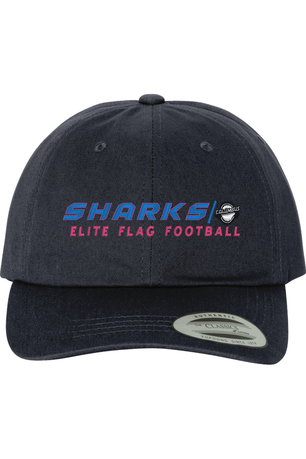 Columbus Flag Sharks Embroidered Dad Hat Signature Lacrosse