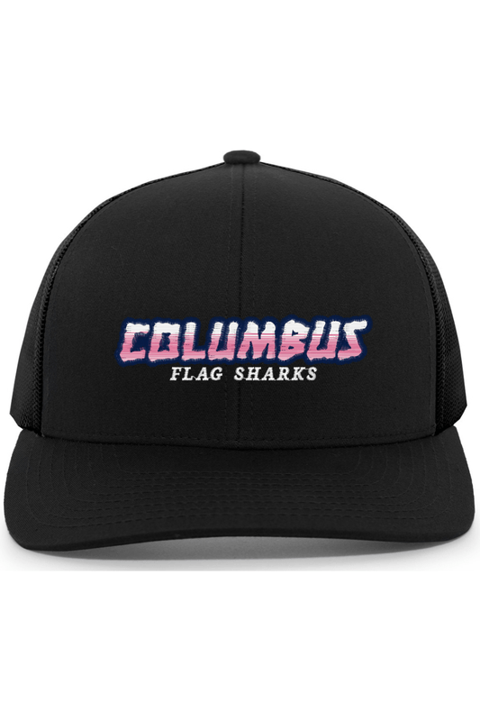 Columbus Flag Sharks Embroidered Trucker Hat Signature Lacrosse