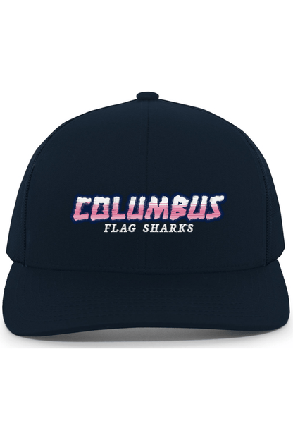 Columbus Flag Sharks Embroidered Trucker Hat Signature Lacrosse