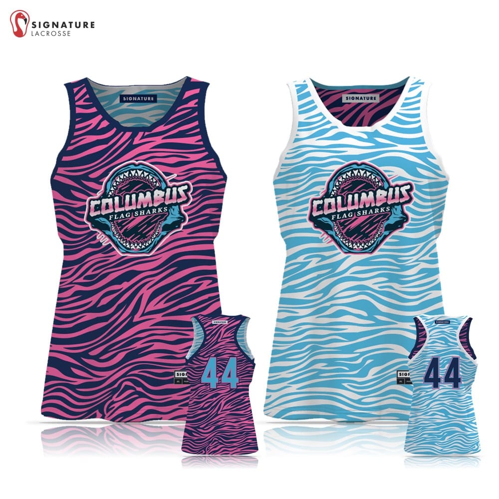 Columbus Flag Sharks Lacrosse Women's 3 Piece Player Game Package Signature Lacrosse