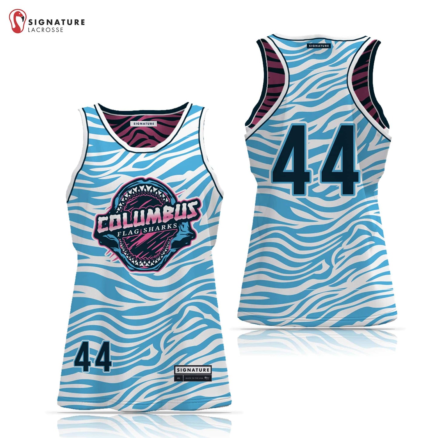 Columbus Flag Sharks Lacrosse Women's 3 Piece Player Game Package Signature Lacrosse