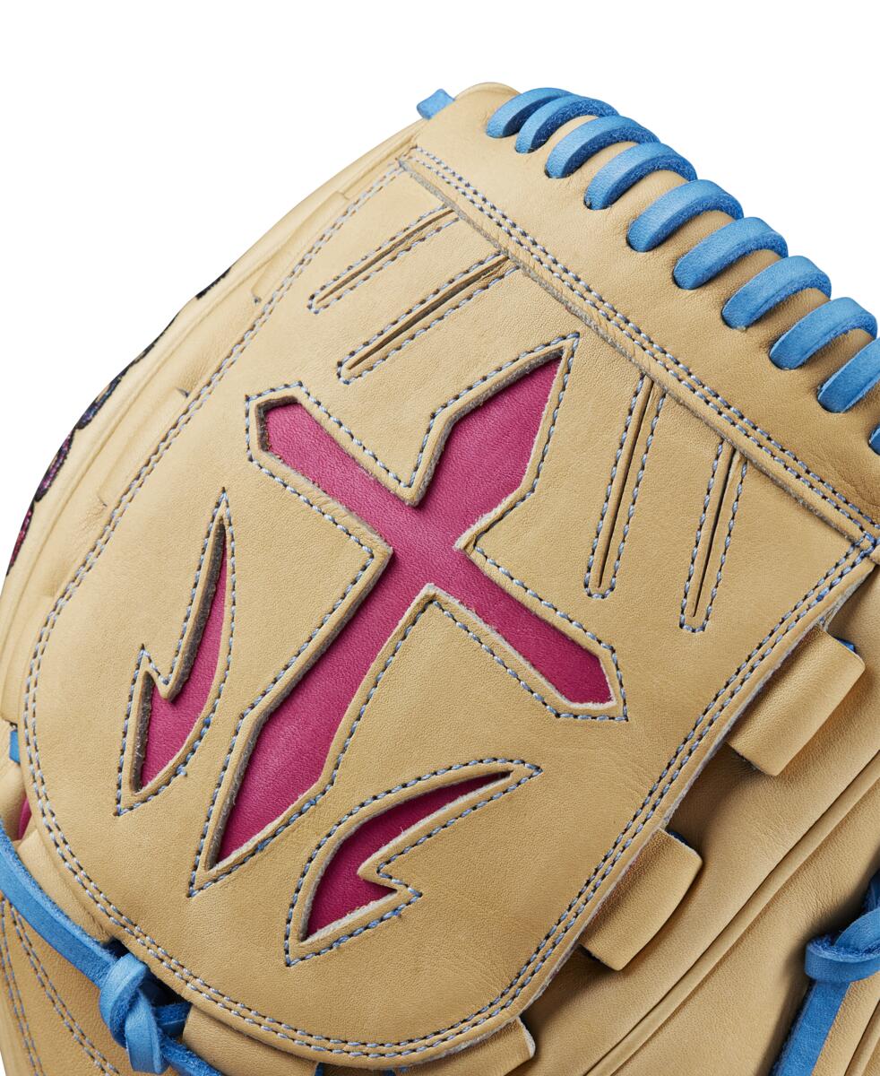 Wilson A2000 2024 AUGUST GOTM B23 Sky Blue/Pink 12.00" Baseball Glove: WBW10278812