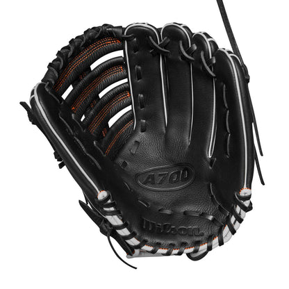 Wilson A700 Black/Silver/Orange 12.50" Baseball Glove WBW101430125