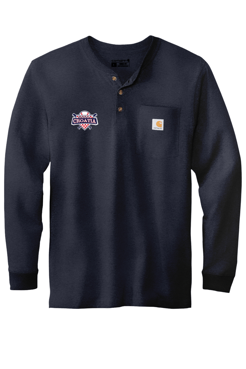 Croatia North Men's Carhartt Long Sleeve Henley T-Shirt Signature Lacrosse