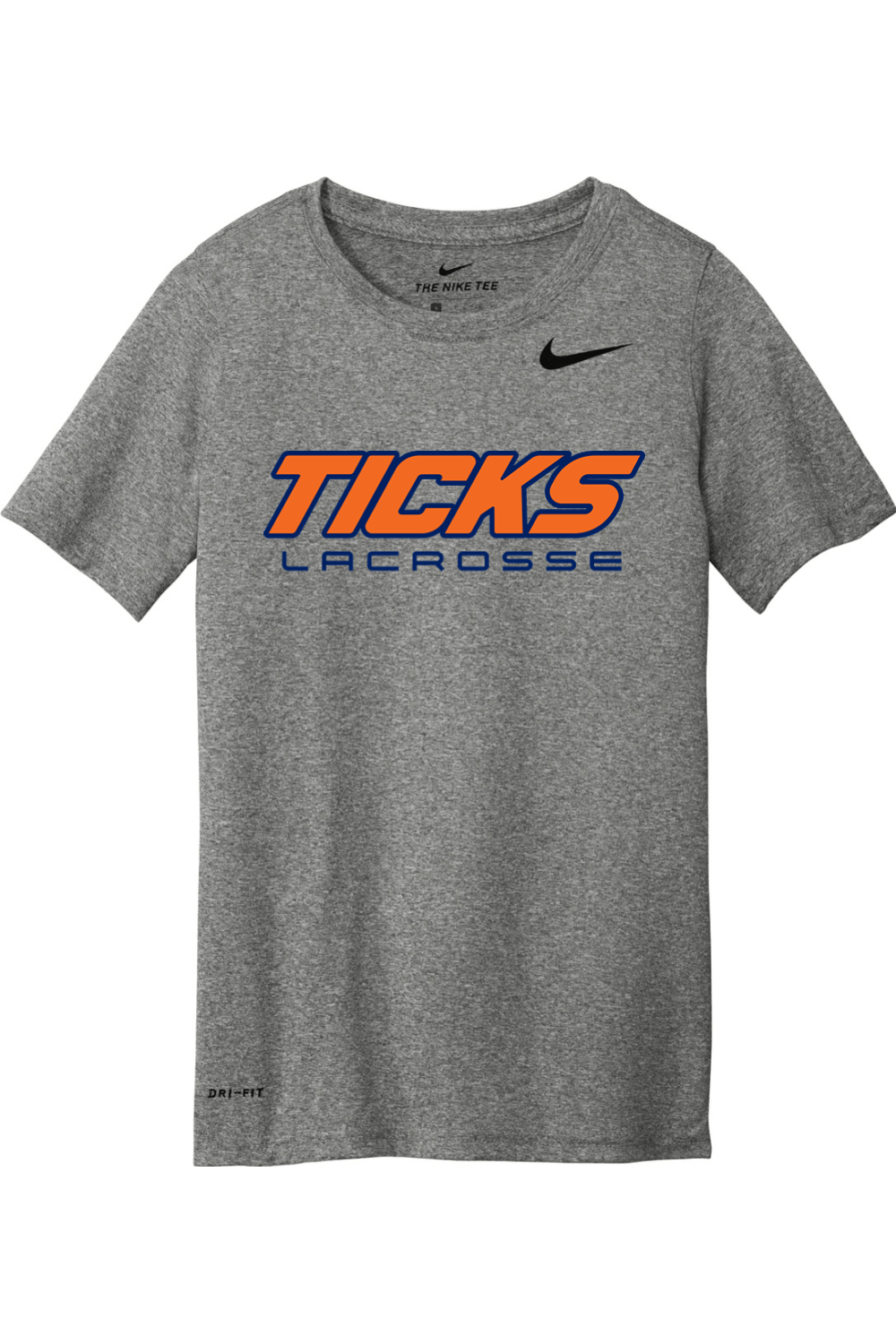 CT RIver Ticks Nike Youth Team rLegend Tee - Carbon Heather Signature Lacrosse