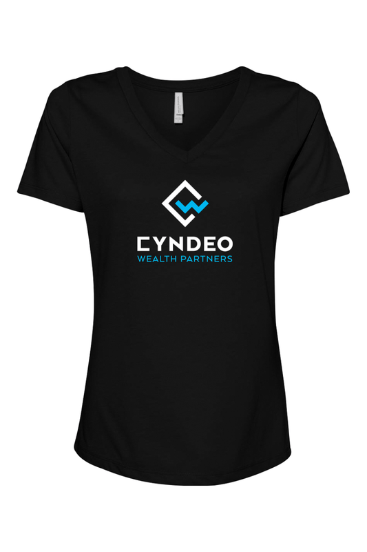 CYNDEO Wealth Partners Women's Relaxed V-Neck T-Shirt Signature Lacrosse