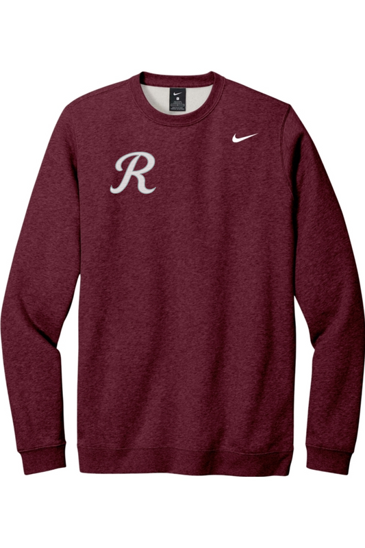 Rebels Travel Baseball Embroidered Nike Club Fleece Crew