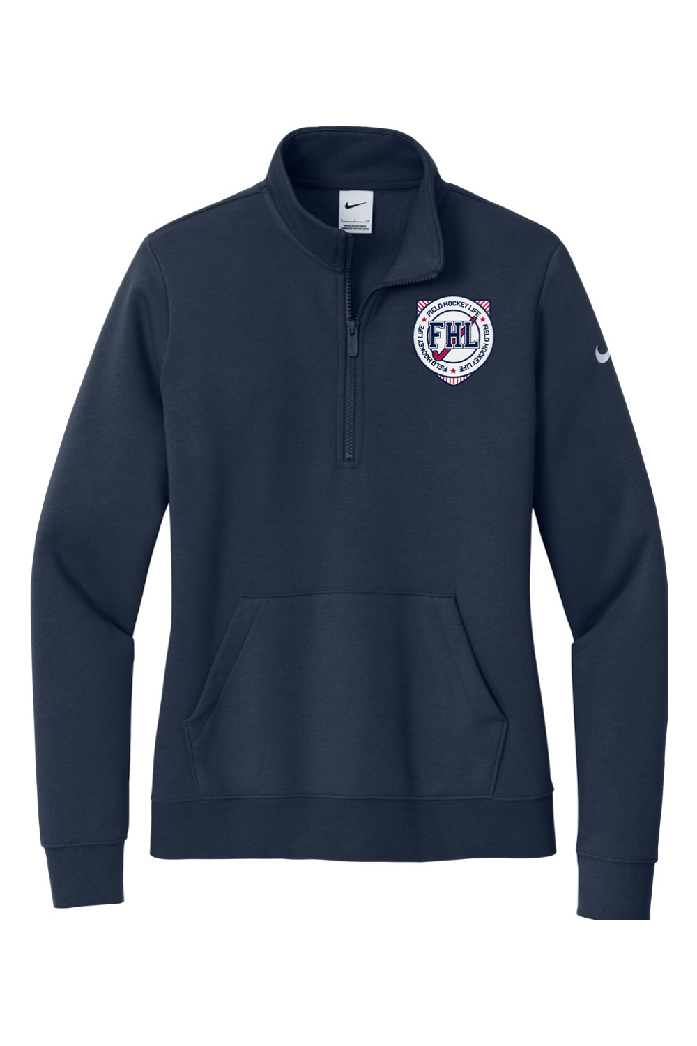 Field Hockey Life Embroidered Nike Ladies Club Fleece Sleeve Swoosh 1/2-Zip