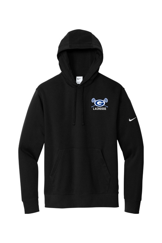 Georgetown Lacrosse Embroidered Nike Club Fleece Sleeve Swoosh Pullover Hoodie