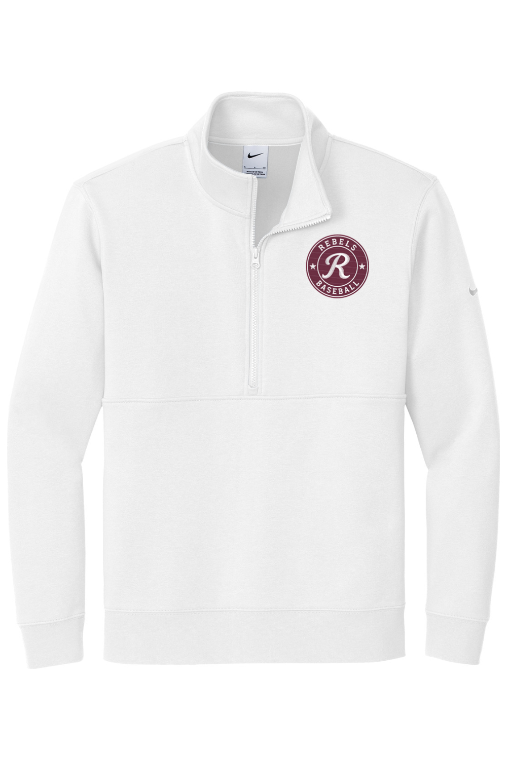 Rebels Travel Baseball Embroidered Nike Club Fleece Sleeve Swoosh 1/2-Zip