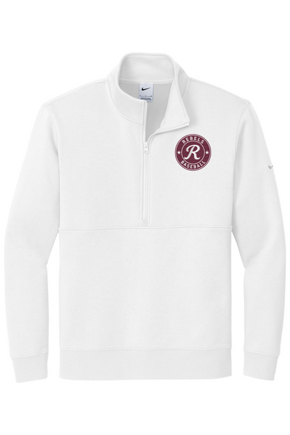 Rebels Travel Baseball Embroidered Nike Club Fleece Sleeve Swoosh 1/2-Zip