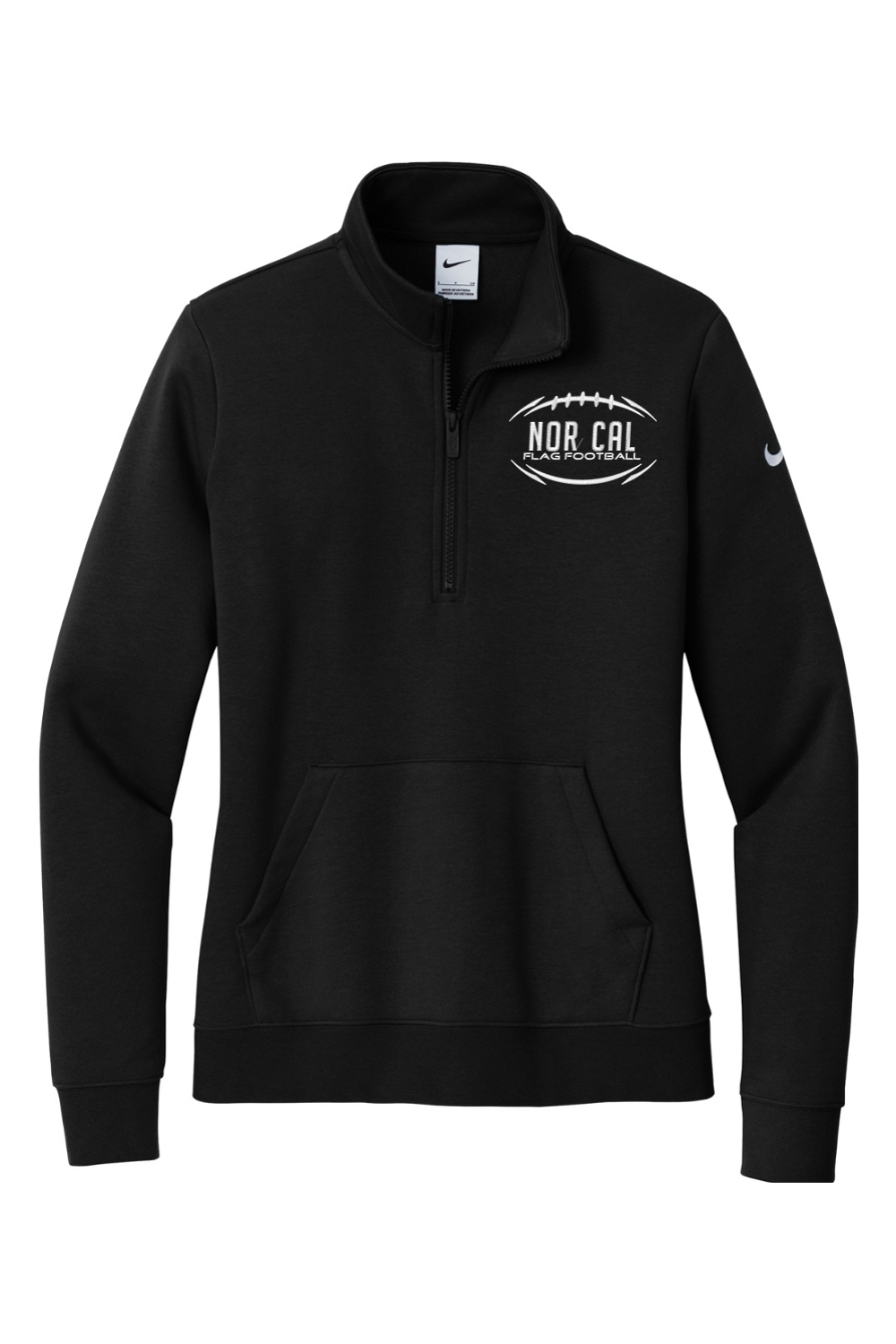 Norcal Flag Football Embroidered Nike Ladies Club Fleece Sleeve Swoosh 1/2-Zip