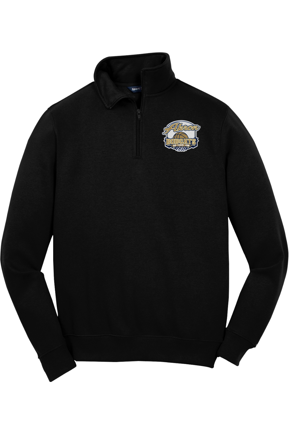 Arkron Bobcats Basketball Adult Embroidered Quarter-Zip Pullover