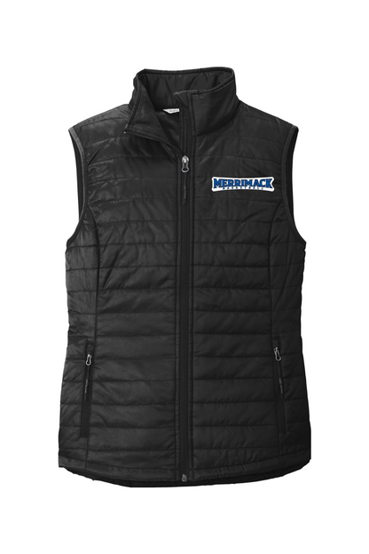 Merrimack Basketball Ladies Packable Puffy Vest
