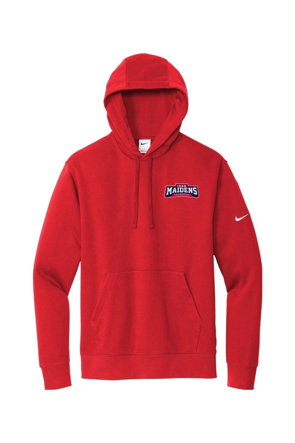 Iron Maidens Lacrosse Embroidered Nike Club Fleece Sleeve Swoosh Pullover Hoodie