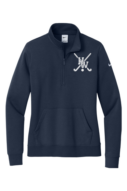 Hamilton-Wenham FH Embroidered Nike Ladies Club Fleece Sleeve Swoosh 1/2-Zip