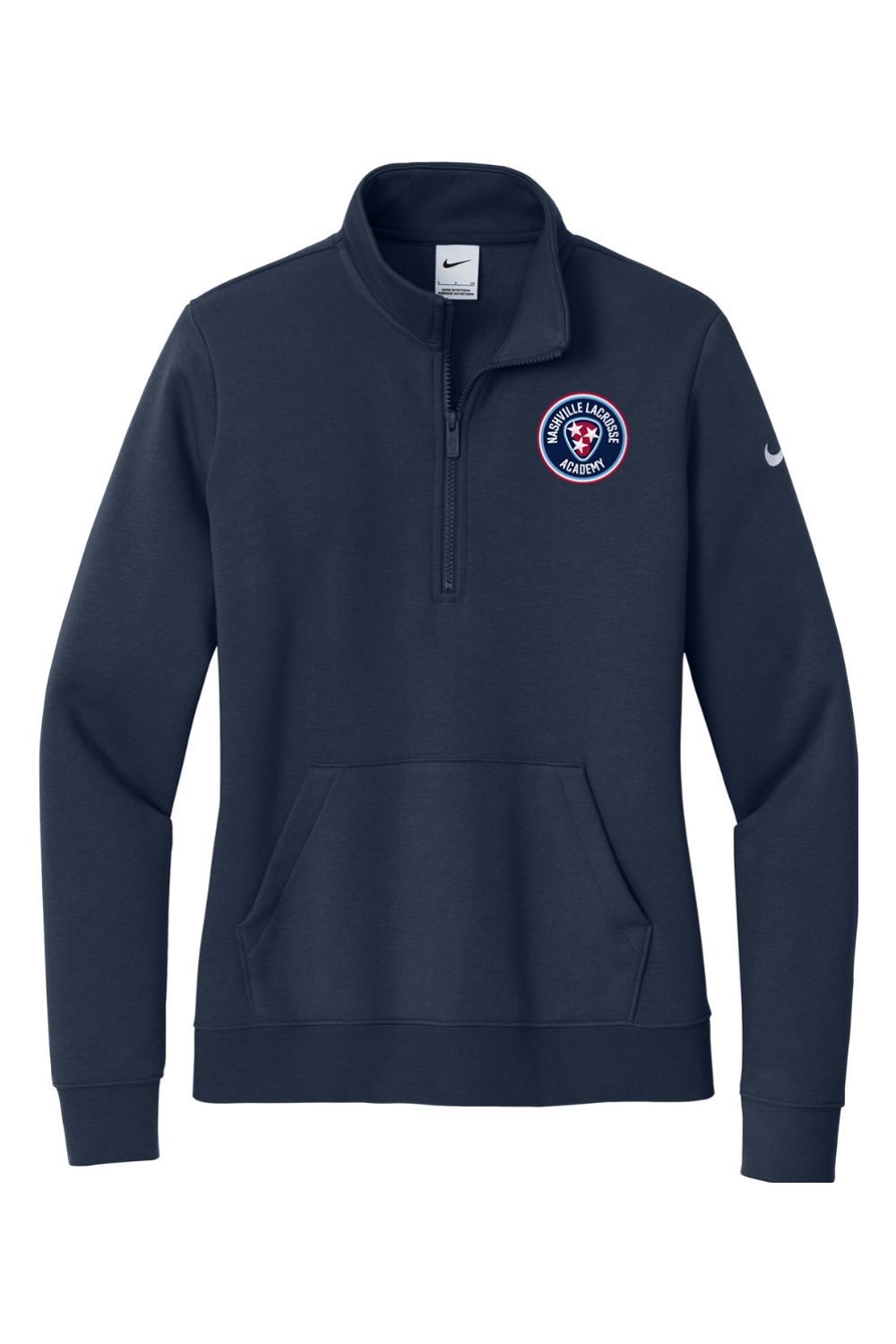 Nashville Lacrosse Embroidered Nike Ladies Club Fleece Sleeve Swoosh 1/2-Zip