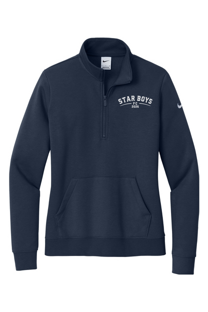Star Boys Soccer Embroidered Nike Ladies Club Fleece Sleeve Swoosh 1/2-Zip