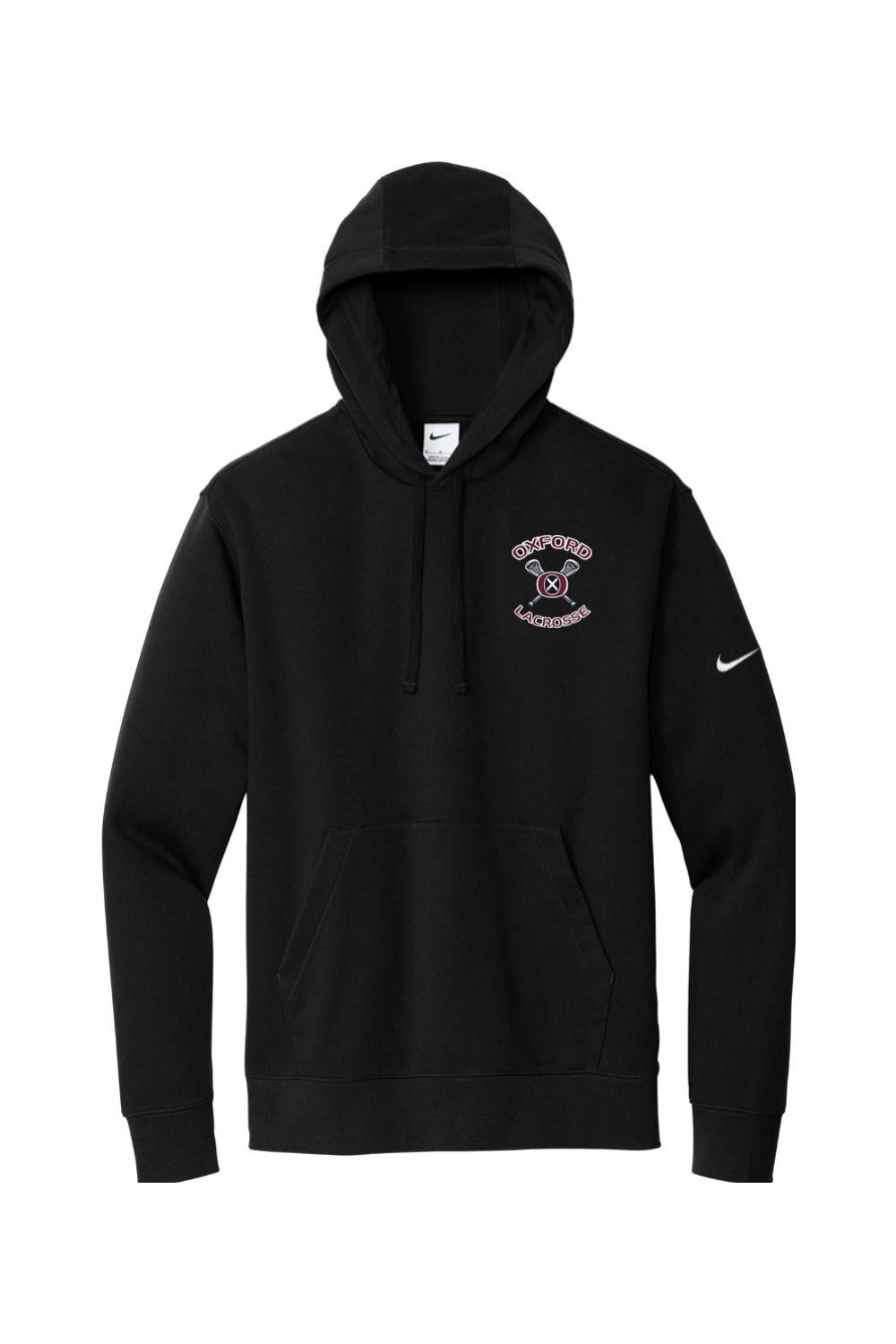 Oxford Lacrosse Embroidered Nike Club Fleece Sleeve Swoosh Pullover Hoodie