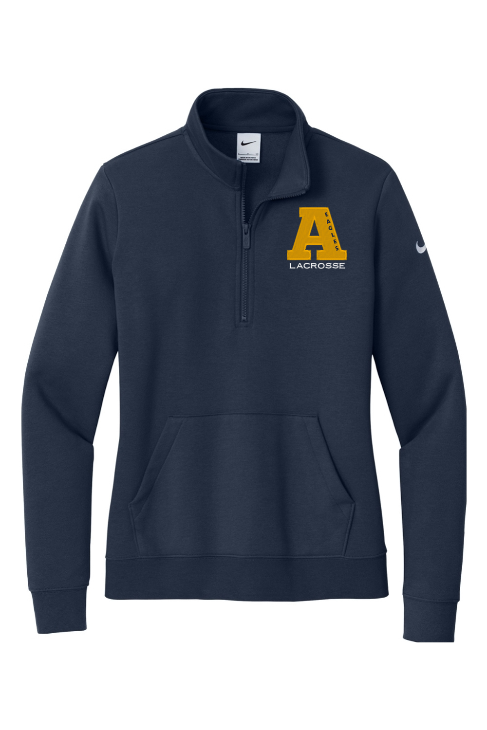 Arlington Eagles Lacrosse Embroidered Nike Ladies Club Fleece Sleeve Swoosh 1/2-Zip