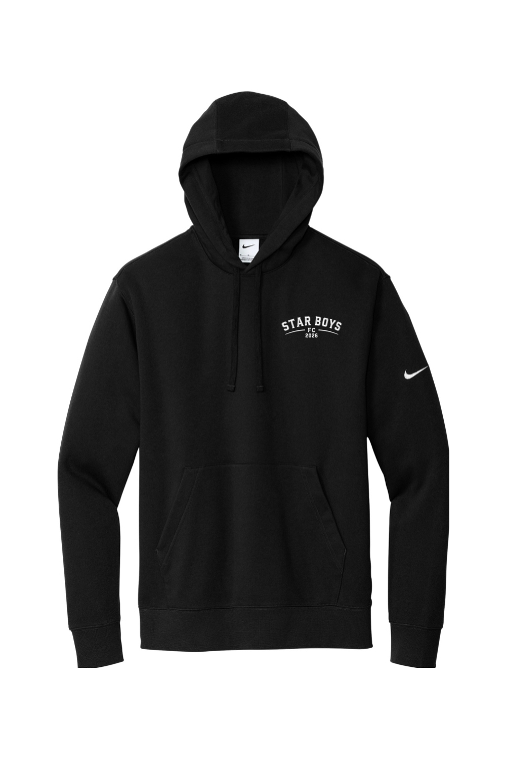 Star Boys Soccer Embroidered Nike Club Fleece Sleeve Swoosh Pullover Hoodie