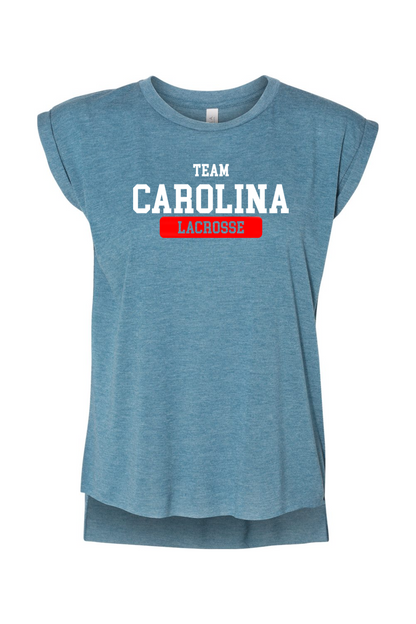 Team Carolina BELLA + CANVAS Women’s Flowy Rolled Cuffs Muscle Tee