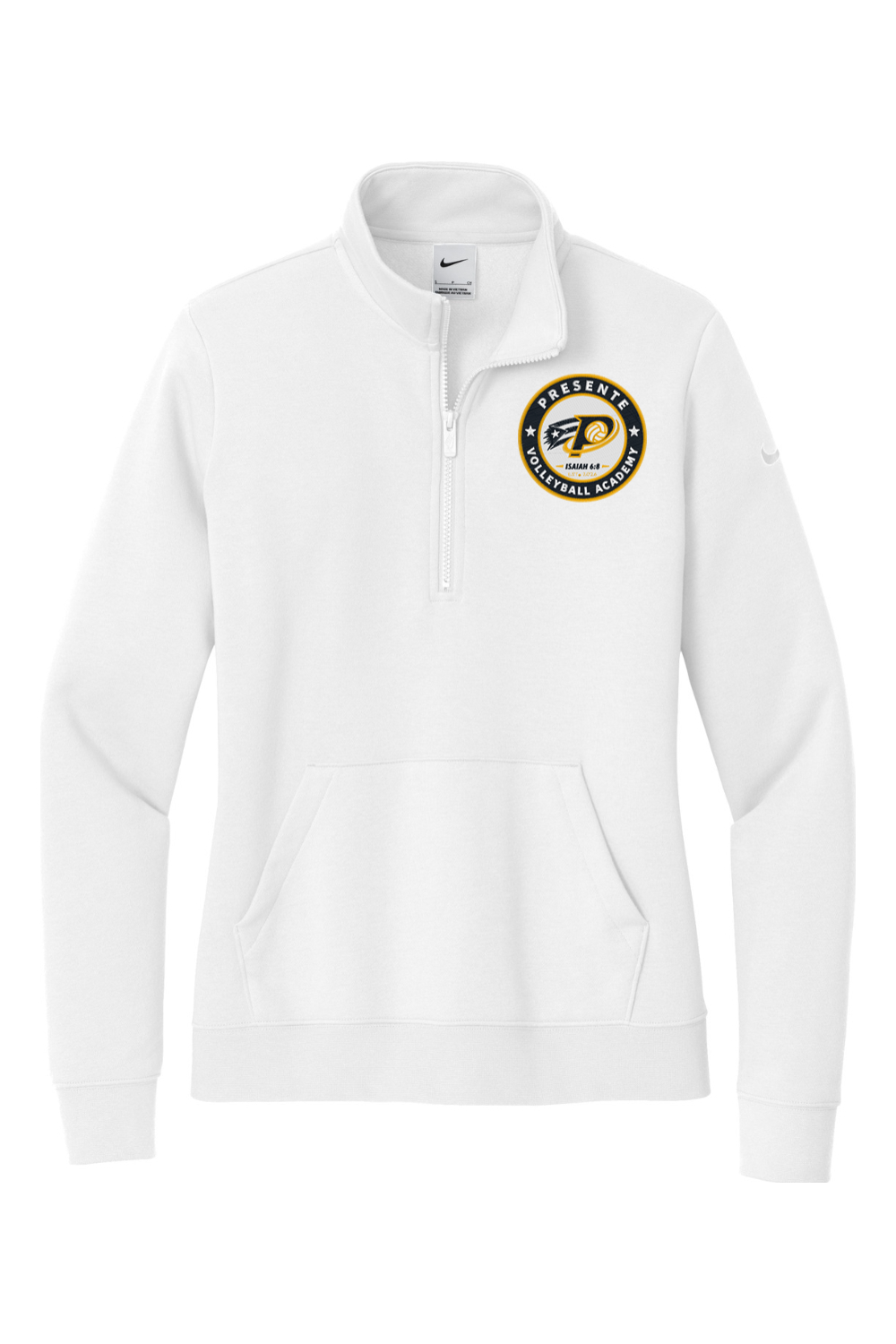 Presente Volleyball Embroidered Nike Ladies Club Fleece Sleeve Swoosh 1/2-Zip