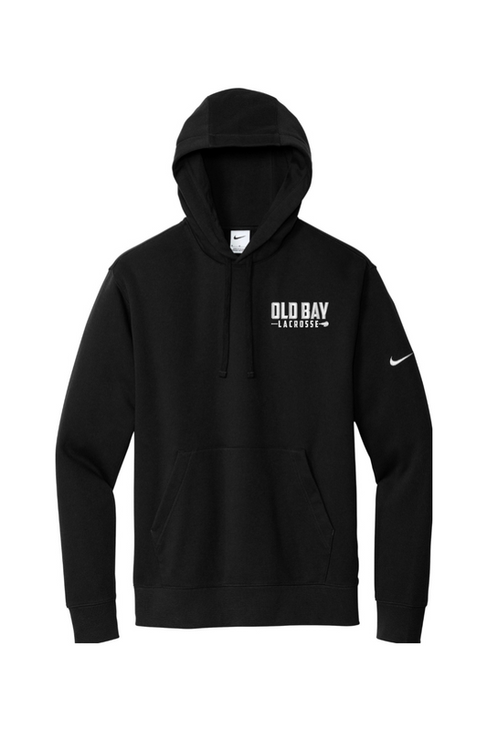 Old Bay Lacrosse Embroidered Nike Club Fleece Sleeve Swoosh Pullover Hoodie