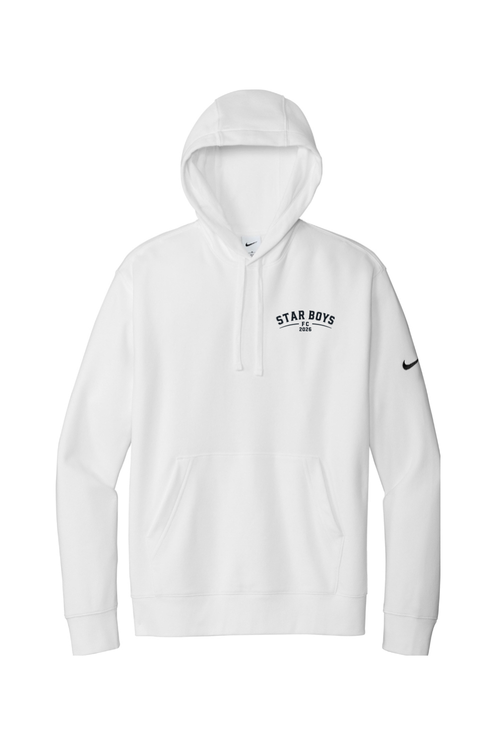 Star Boys Soccer Embroidered Nike Club Fleece Sleeve Swoosh Pullover Hoodie