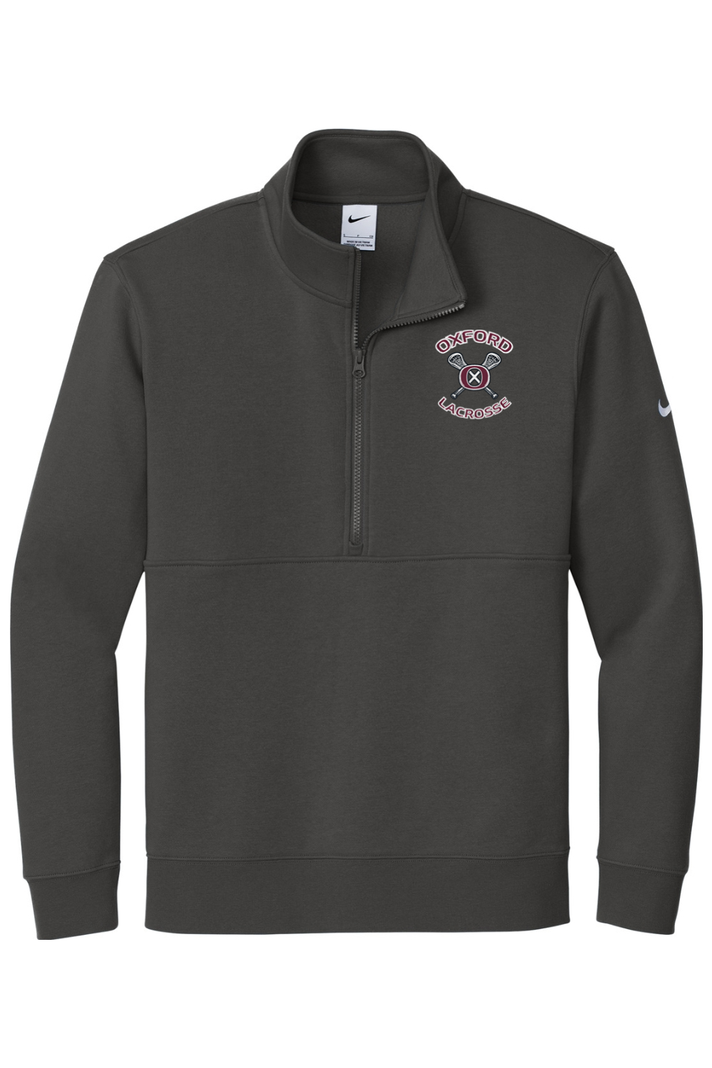 Oxford Lacrosse Embroidered Nike Club Fleece Sleeve Swoosh 1/2-Zip