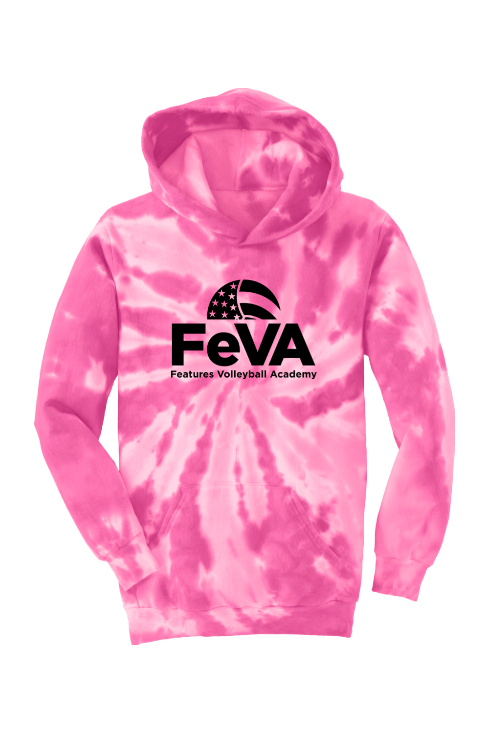 Features Volleyball Port & Company Youth Tie-Dye Pullover Hooded Sweatshirt