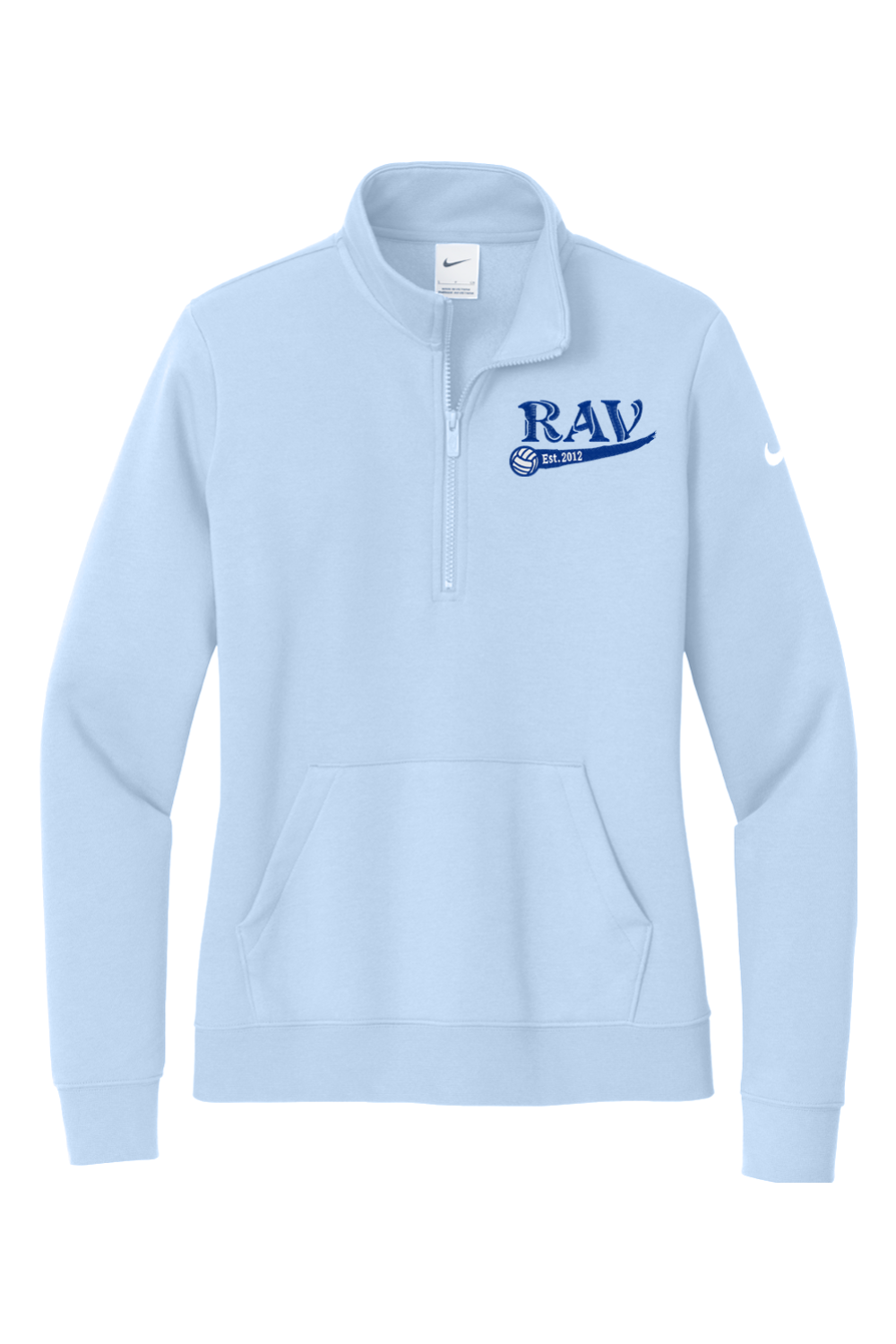 Rome Area Volleyball Embroidered Nike Ladies Club Fleece Sleeve Swoosh 1/2-Zip