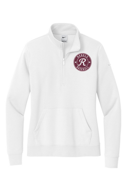Rebels Travel Baseball Embroidered Nike Ladies Club Fleece Sleeve Swoosh 1/2-Zip