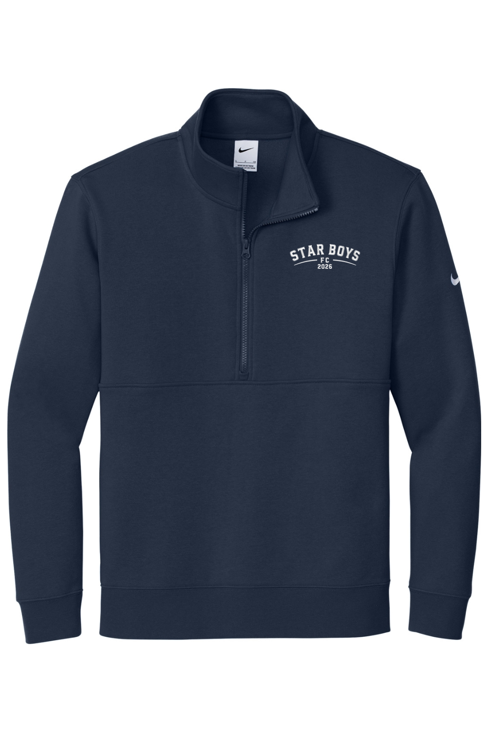 Star Boys Soccer Embroidered Nike Club Fleece Sleeve Swoosh 1/2-Zip
