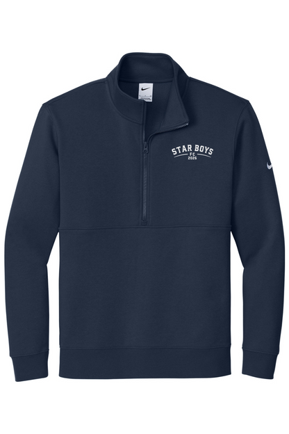Star Boys Soccer Embroidered Nike Club Fleece Sleeve Swoosh 1/2-Zip