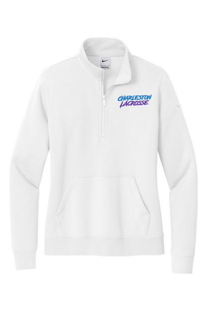 Charleston Lacrosse Embroidered Nike Ladies Club Fleece Sleeve Swoosh 1/2-Zip