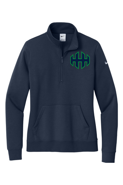 HHH lacrosse Embroidered Nike Ladies Club Fleece Sleeve Swoosh 1/2-Zip
