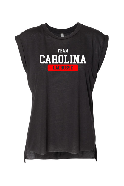 Team Carolina BELLA + CANVAS Women’s Flowy Rolled Cuffs Muscle Tee