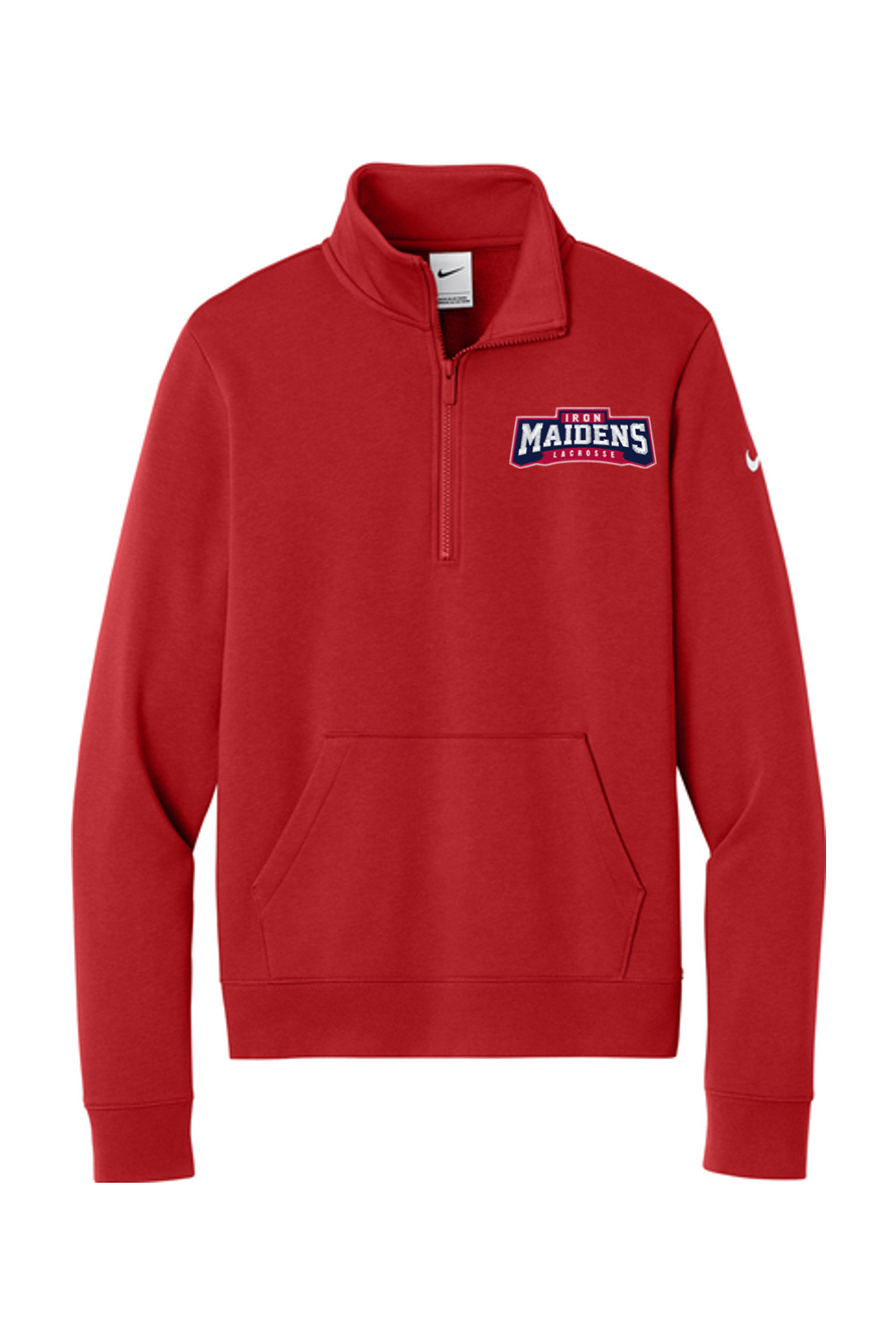 Iron Maidens Lacrosse Embroidered Nike Ladies Club Fleece Sleeve Swoosh 1/2-Zip