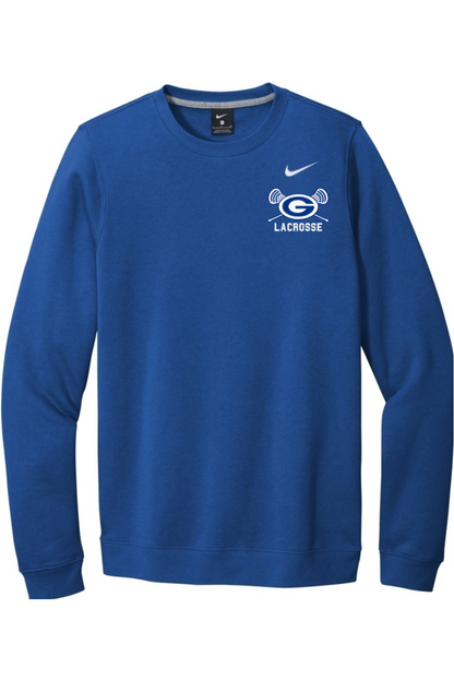 Georgetown Lacrosse Embroidered Nike Club Fleece Crew