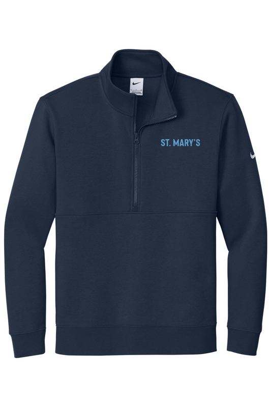 St Marys Basketball Embroidered Nike Club Fleece Sleeve Swoosh 1/2-Zip