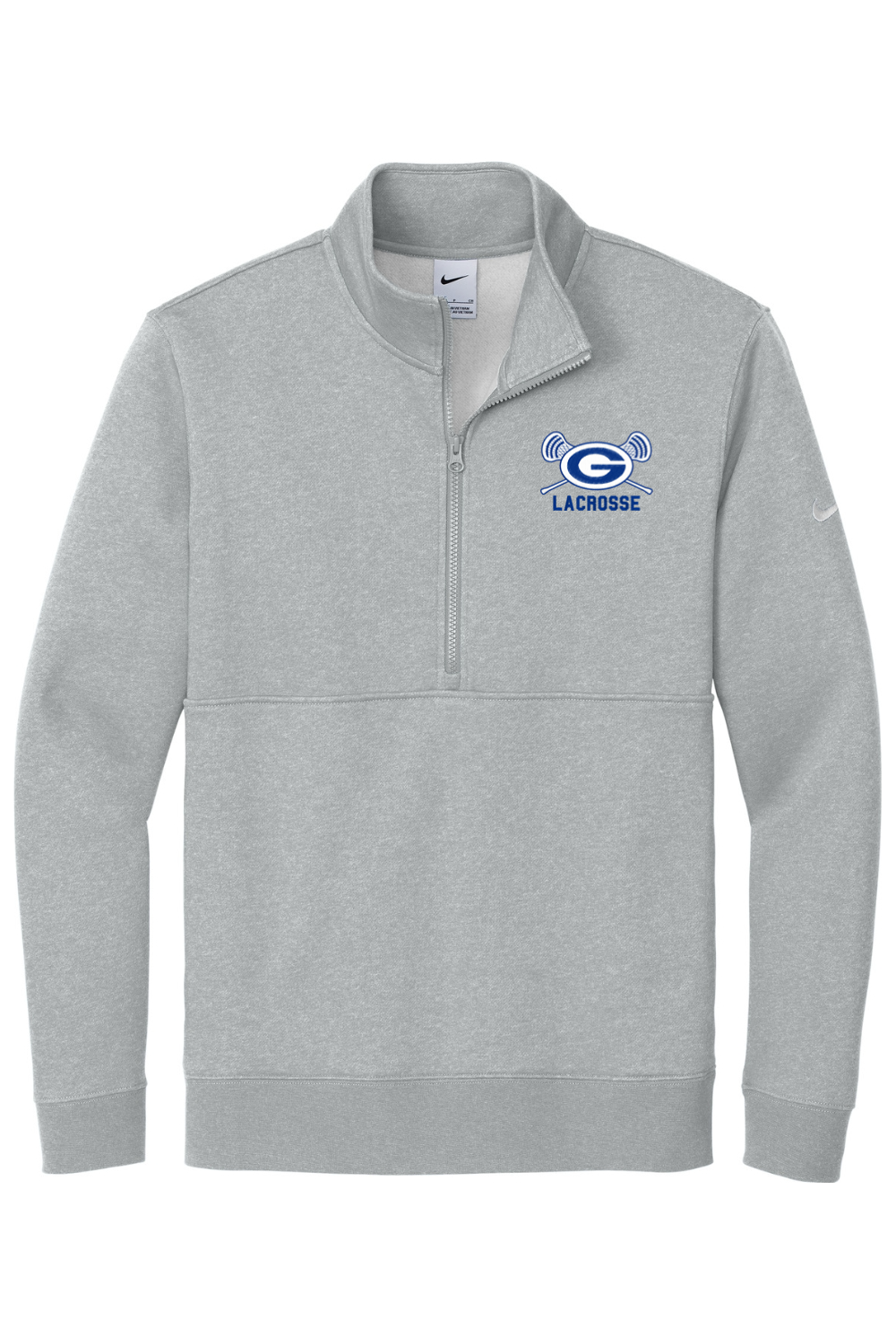 Georgetown Lacrosse Embroidered Nike Club Fleece Sleeve Swoosh 1/2-Zip