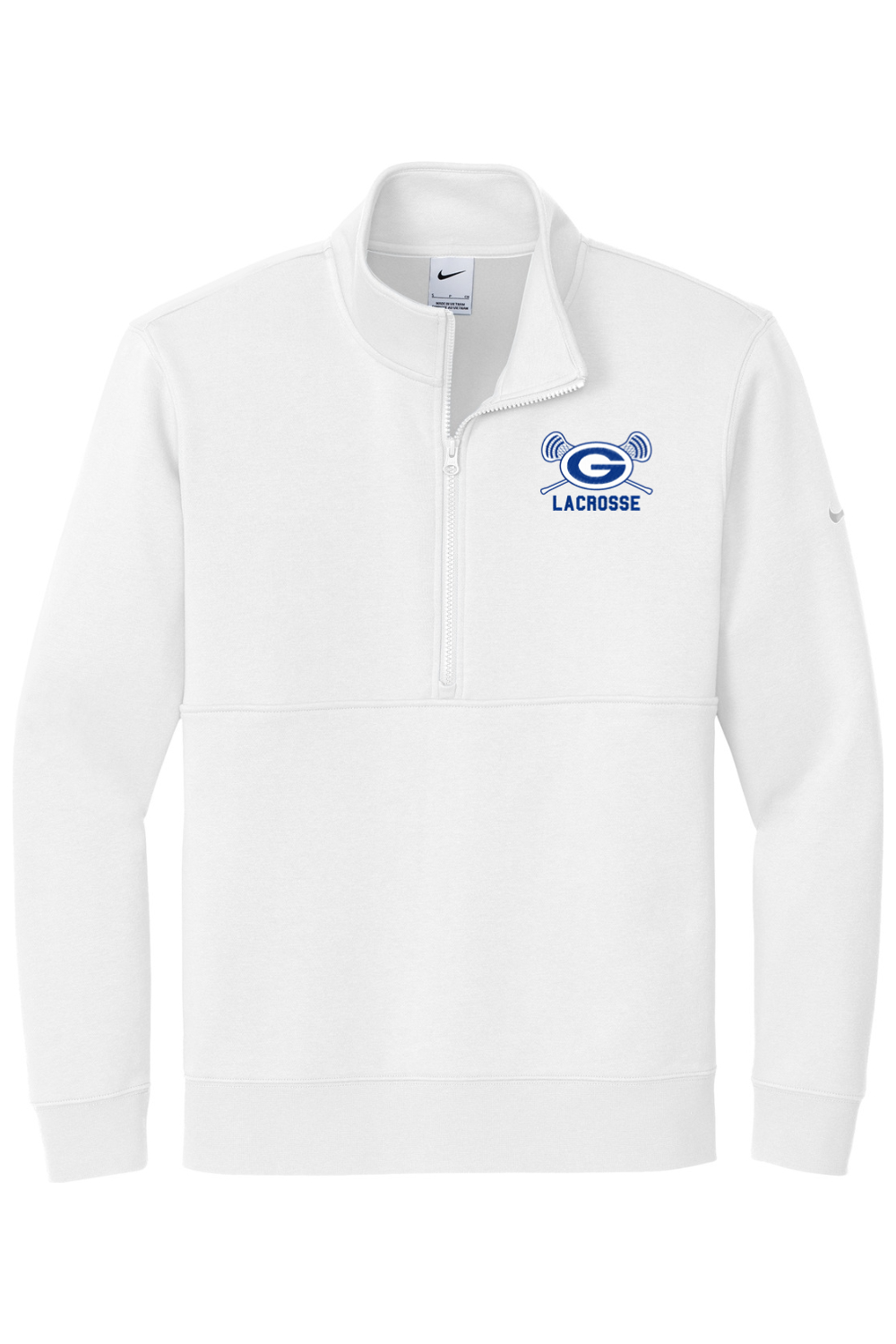 Georgetown Lacrosse Embroidered Nike Club Fleece Sleeve Swoosh 1/2-Zip